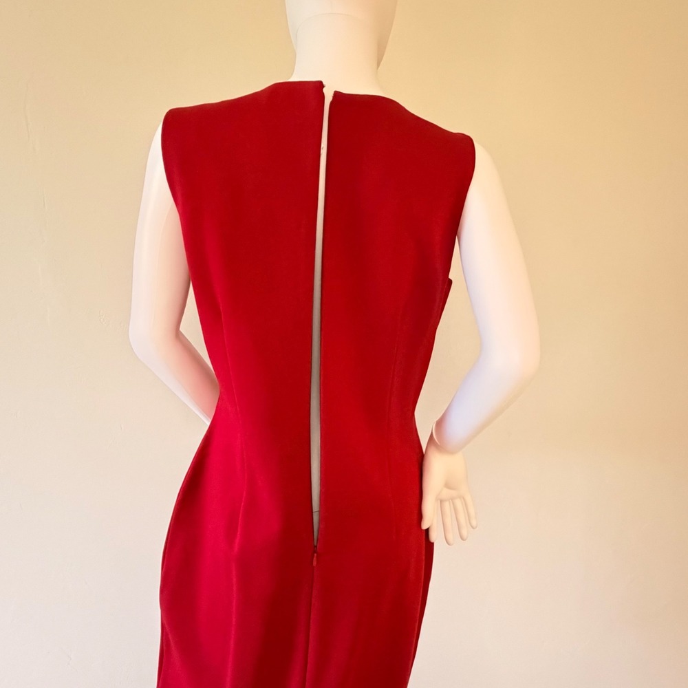 J.McLaughlin Devonshire Dress Holiday Red‎ Sleeveless Sheath Midi Womens Size M - Picture 4 of 10